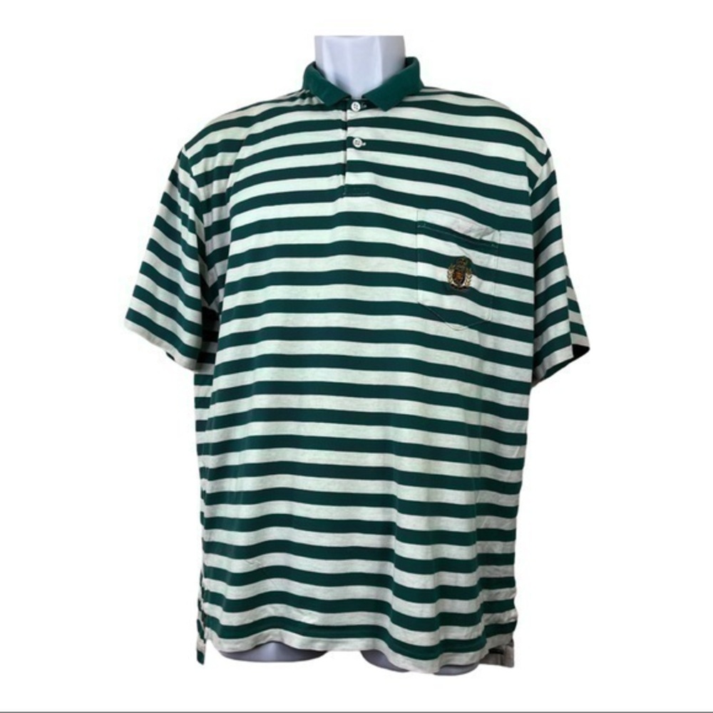 Polo Ralph Lauren Men T-shirt Green white Pullover Short Sleeve Sz L